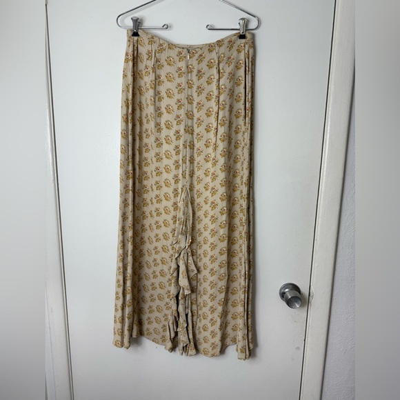 April Cornell vintage Cream and mustard Floral ruffle back midi/Maxi Skirt S - Picture 3 of 7